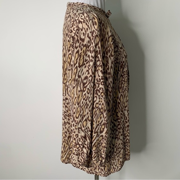 Tucker Women's Leopard Print Long Sleeve 100% Silk Blouse Size Small - Picture 6 of 14
